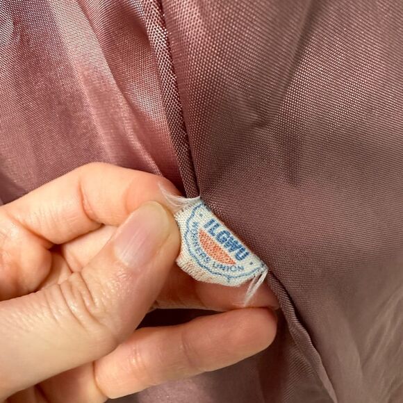 VINTAGE Jill Jr Pinstripe Wool Mid Length Coat OS Pleated Shoulders Neutral - Picture 13 of 16